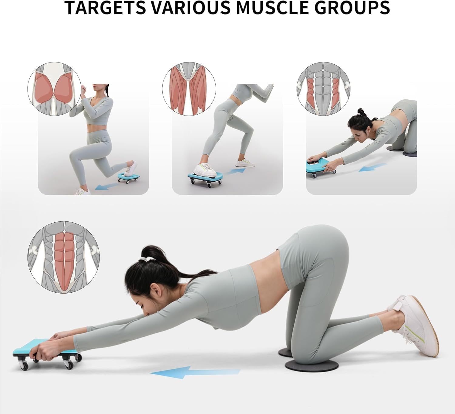 Ab Roller with Knee Pads for Abs Workout, Multifunctional Ab Roller Wheel for Abs Workout, Abdominal Roller with Knee Pads, Abdominal Exercises Wheel, Abb Roller (Slide Fitness Trainer)