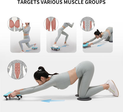Ab Roller with Knee Pads for Abs Workout, Multifunctional Ab Roller Wheel for Abs Workout, Abdominal Roller with Knee Pads, Abdominal Exercises Wheel, Abb Roller (Slide Fitness Trainer)