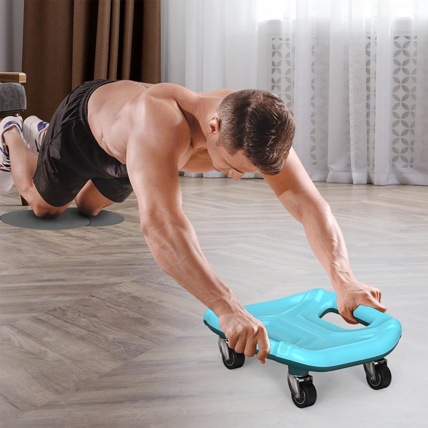 Ab Roller with Knee Pads for Abs Workout, Multifunctional Ab Roller Wheel for Abs Workout, Abdominal Roller with Knee Pads, Abdominal Exercises Wheel, Abb Roller (Slide Fitness Trainer)