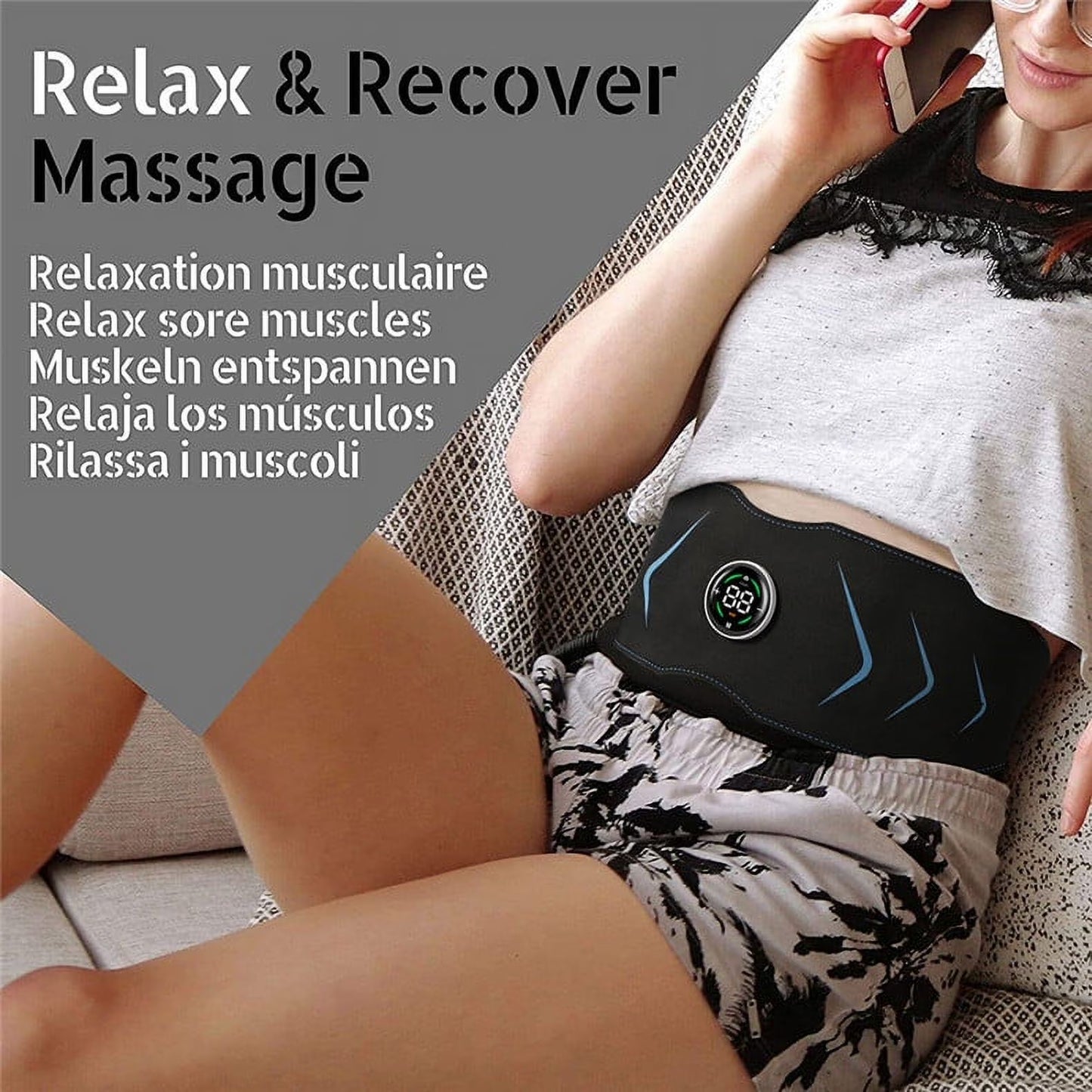 Paddsun Abdominal Muscle Stimulator Belt Electric ABS Fitness Toner Trainer Workout