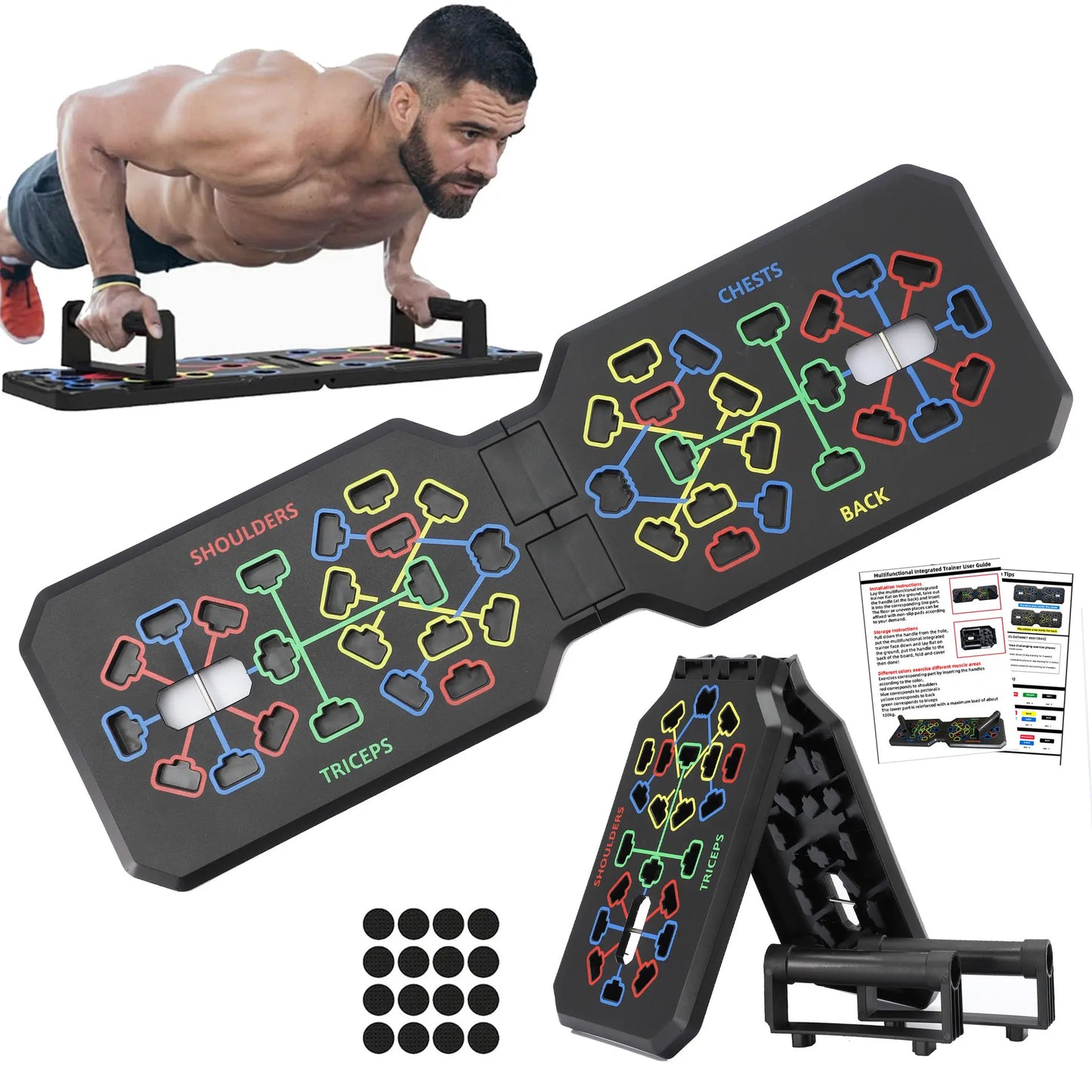 Portable Multifunctional Push-Up Board Set with Handles Foldable Fitness Equipment for Chest Abdomen Arms and Back Training