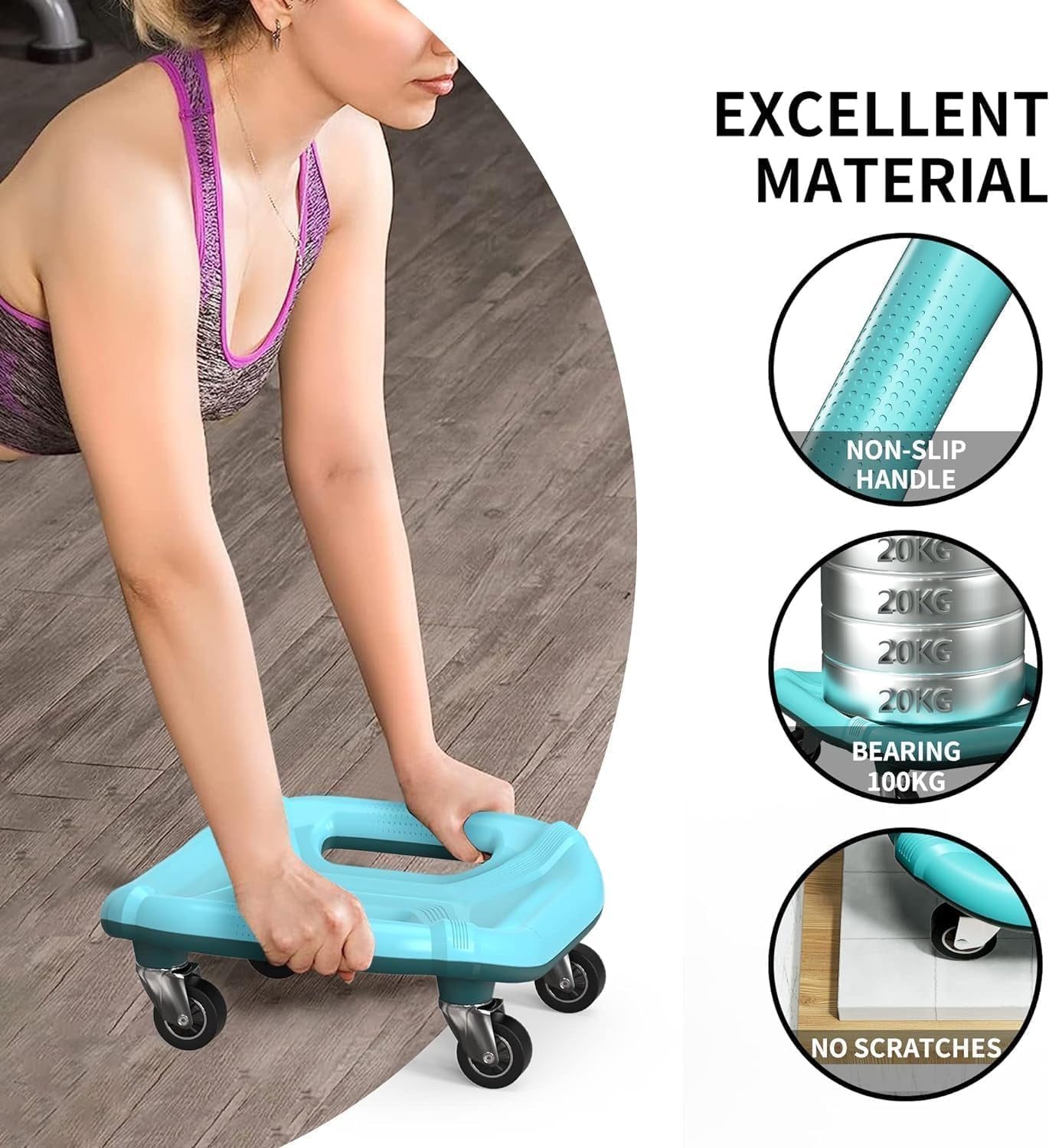 Ab Roller with Knee Pads for Abs Workout, Multifunctional Ab Roller Wheel for Abs Workout, Abdominal Roller with Knee Pads, Abdominal Exercises Wheel, Abb Roller (Slide Fitness Trainer)